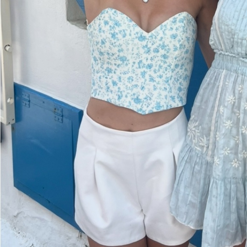 Zara Blue and White Corset Top